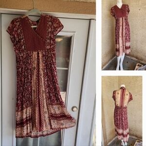 1970s Indian Gauze Cotton Floral Print Peasant‎ Dress 🤩NOT SPELL👌👌
